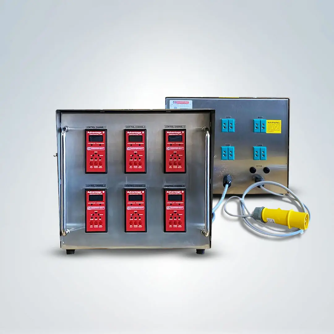 Advantage 3™, 6 Channel Programmer/Controller by Cooperheat - for use in conjunction with any Transformer Power units, which have contactor control sockets, providing automatic temperature process control for up to six Transformer Unit output channels