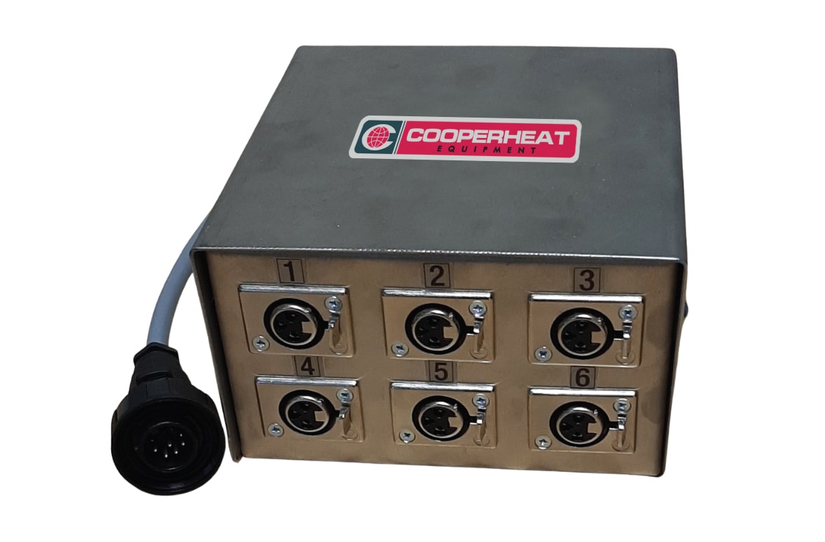 Cooper8 Adapter Box by Cooperheat - allows the Cooper8 to interface directly with standard heat treatment transformer units that have built-in connections designed for the use of remote programmer/temperature controller