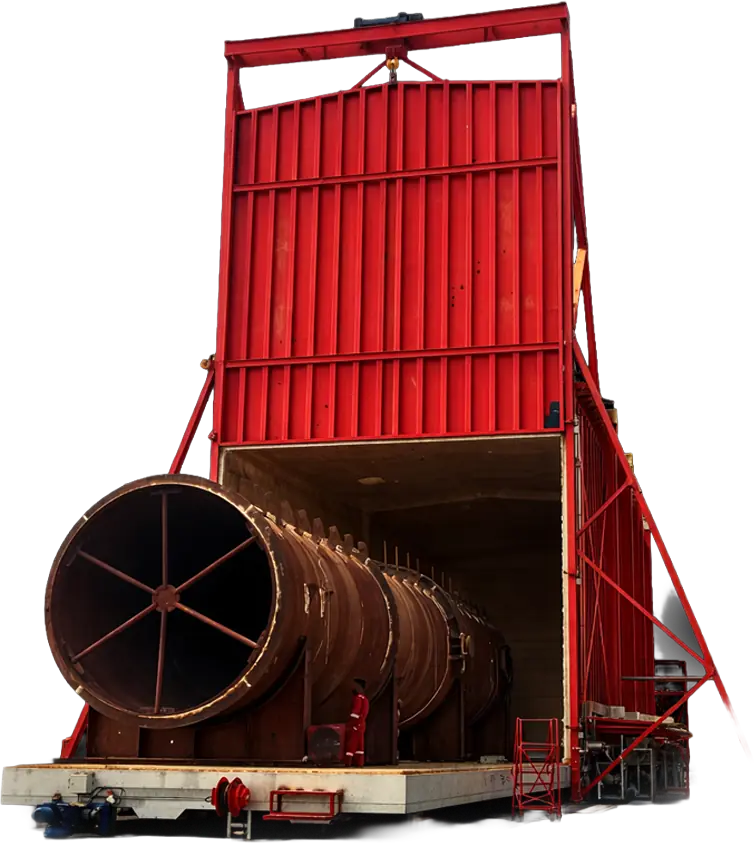 Large field red PWHT furnace with oil pipe entering