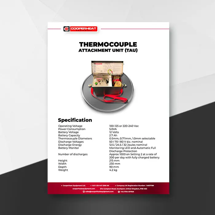 Thermocouple attachment unit spec sheet