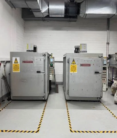 Both heat treatment ovens closed up after relining